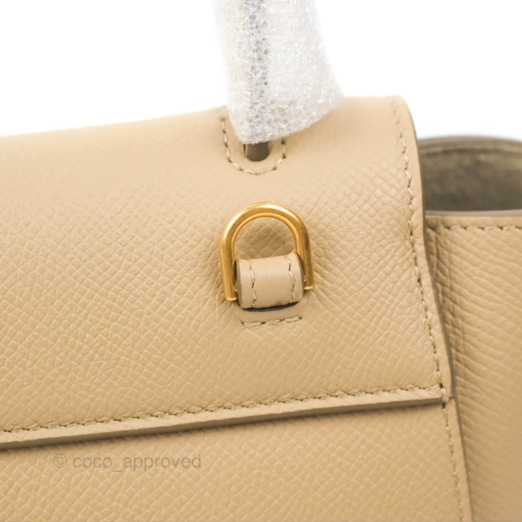 Authentic CELINE Leather Pico Belt Bag 2Way Bag Light Taupe 194263 Used F/S