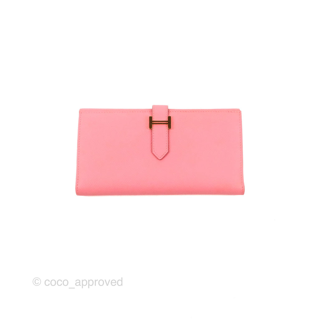 Hermès Bearn Soufflet Wallet Epsom Pink Gold Hardware