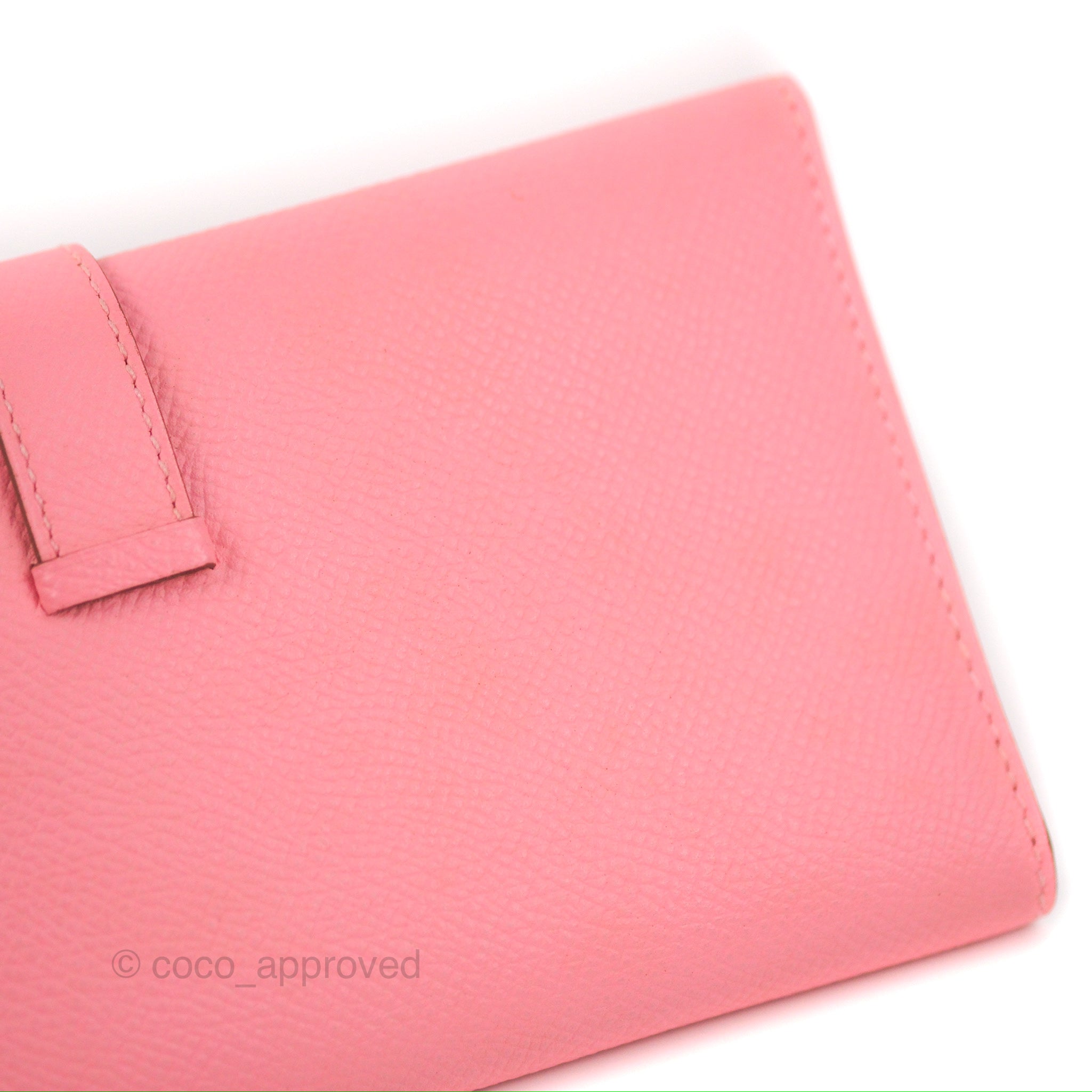 Hermes Rose Confetti Pink Bearn Compact Card-Holder Wallet Case