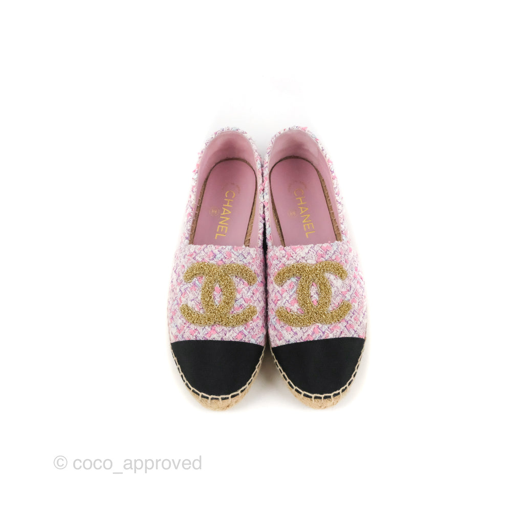 Chanel Espadrille Pink Tweed Size 38