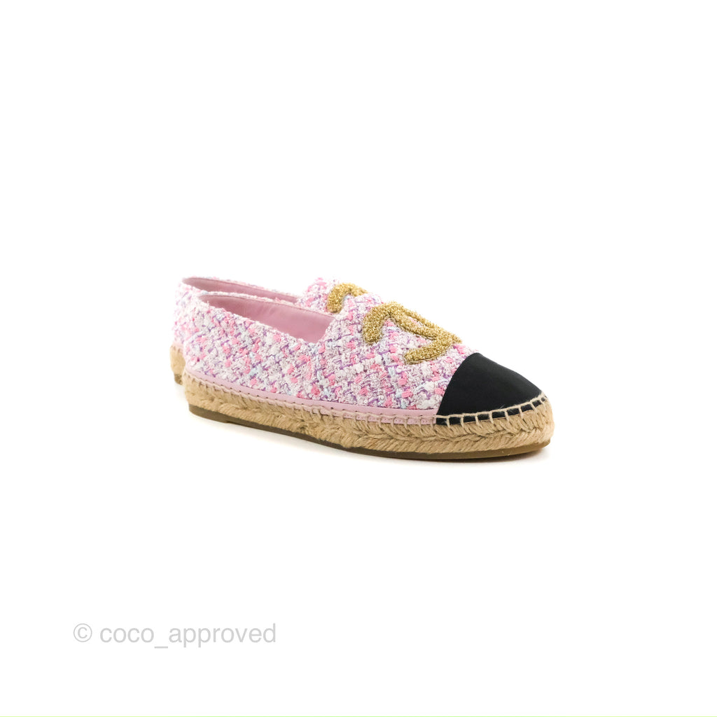 Chanel Espadrille Pink Tweed Size 38