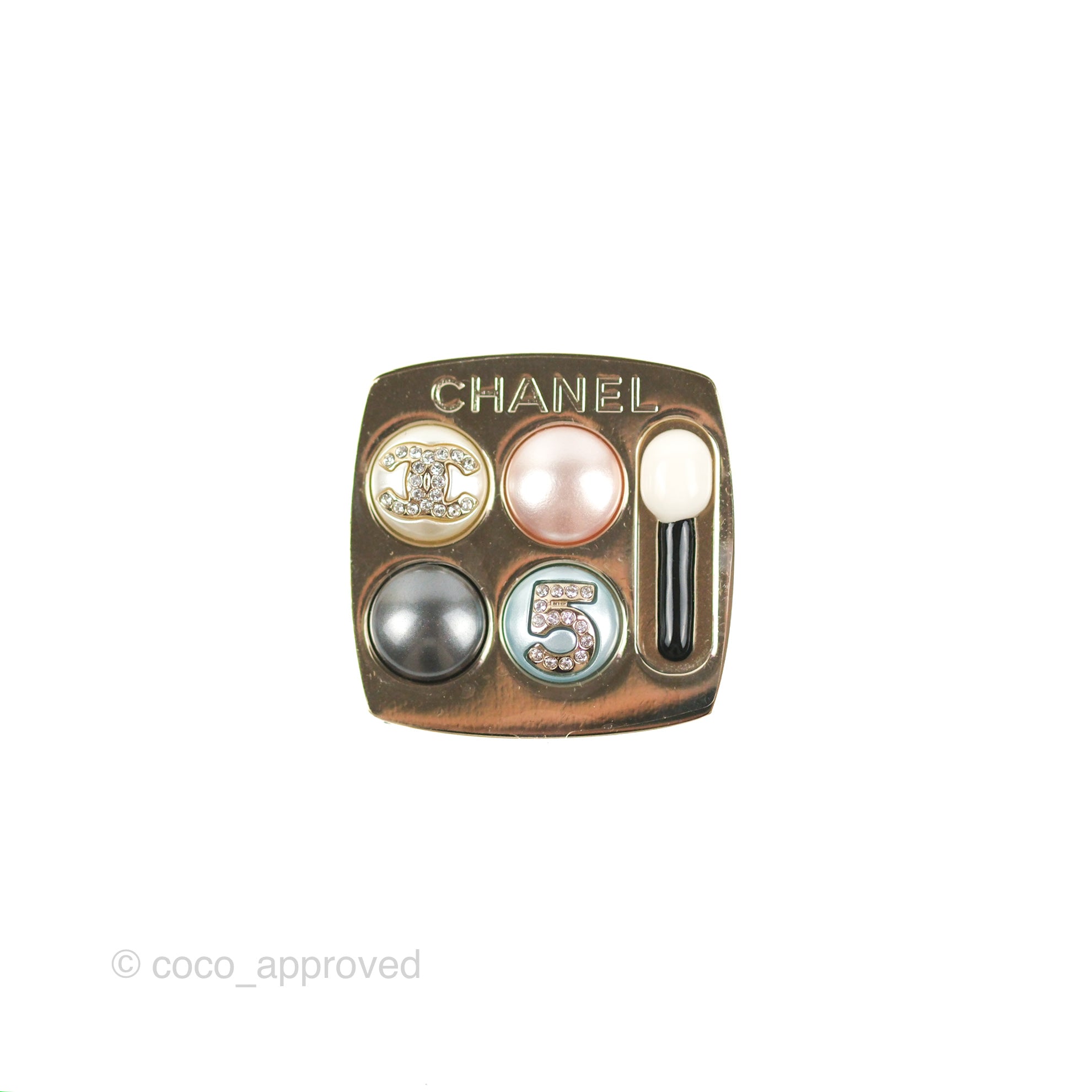 Chanel Eyeshadow Palette Pearl Crystal Brooch Gold Tone 23S