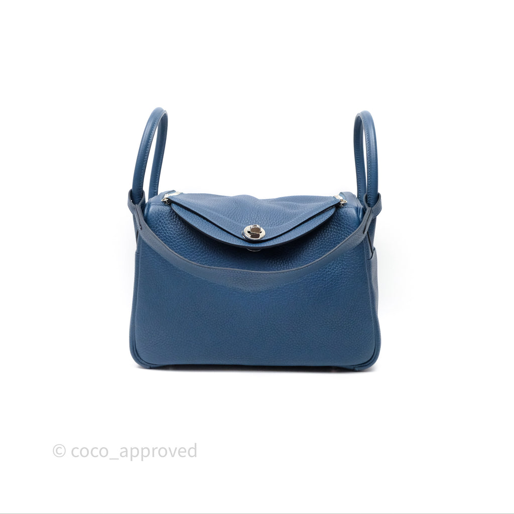 Hermès Lindy 30 Bleu Colvert 1P Clemence Palladium Hardware