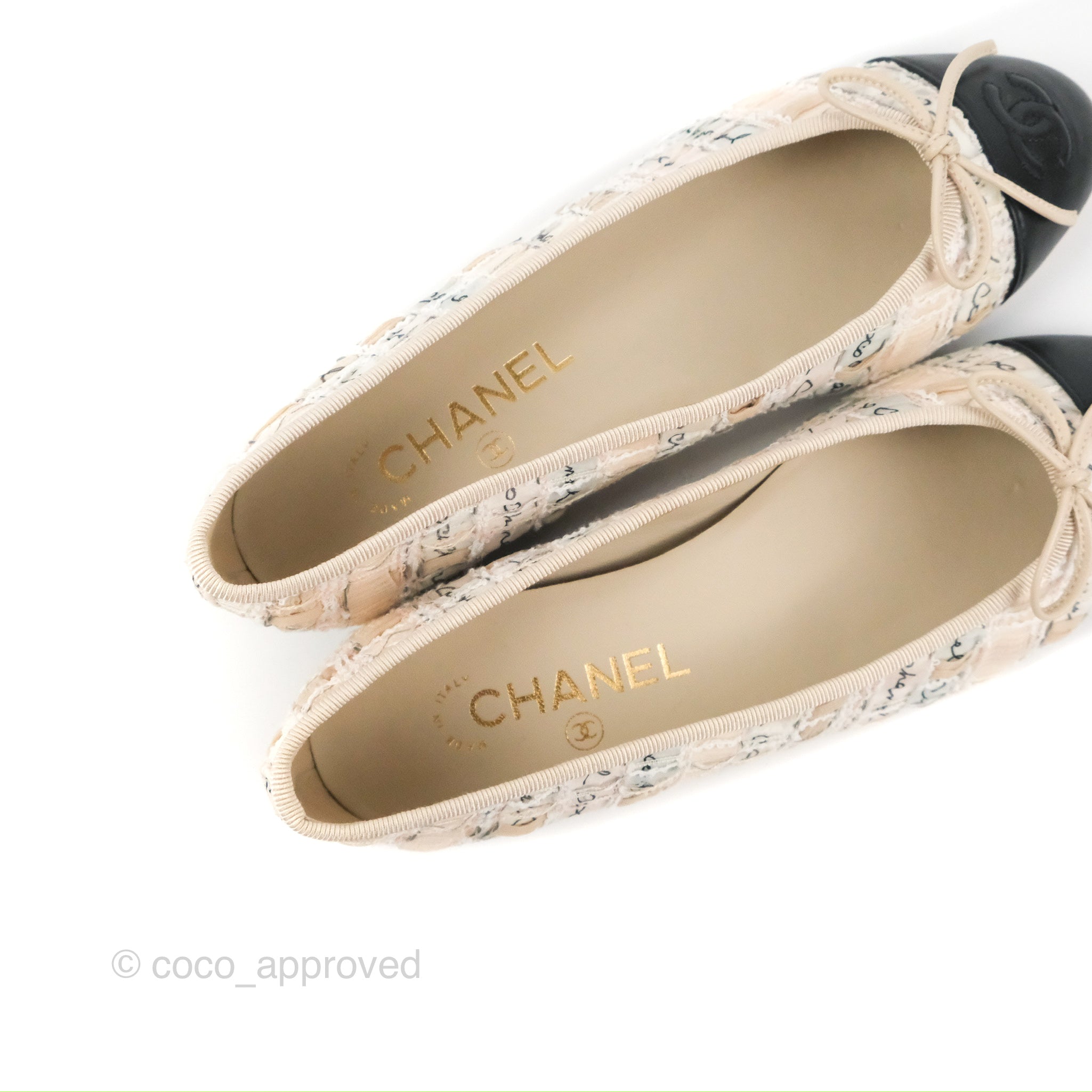 Chanel Ballerina Flats Light Pink/Black Fabric Size 36.5 – Coco Approved  Studio