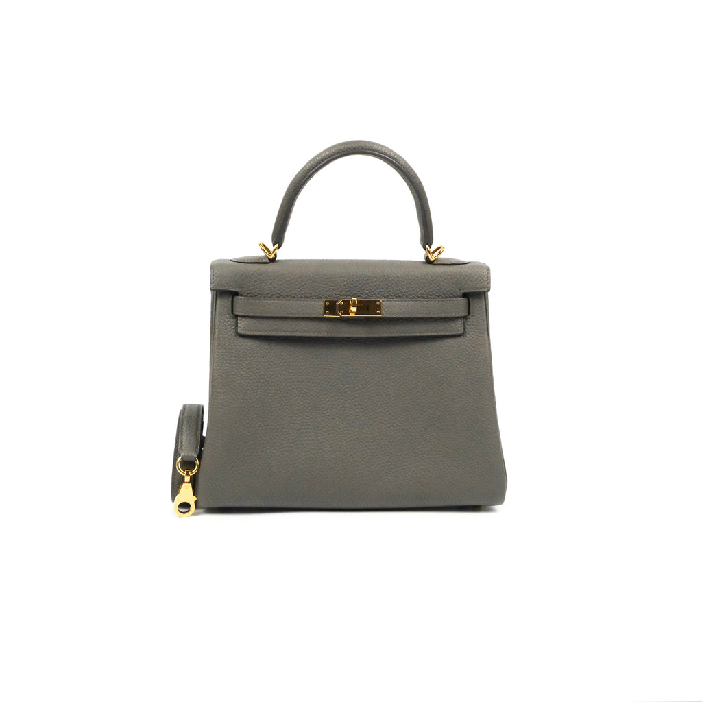 Hermès Retourne Kelly 25 Gris Etain Togo Gold Hardware