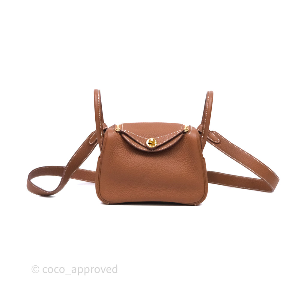 Hermès Mini Lindy 20 Gold 37 Clemence Gold Hardware