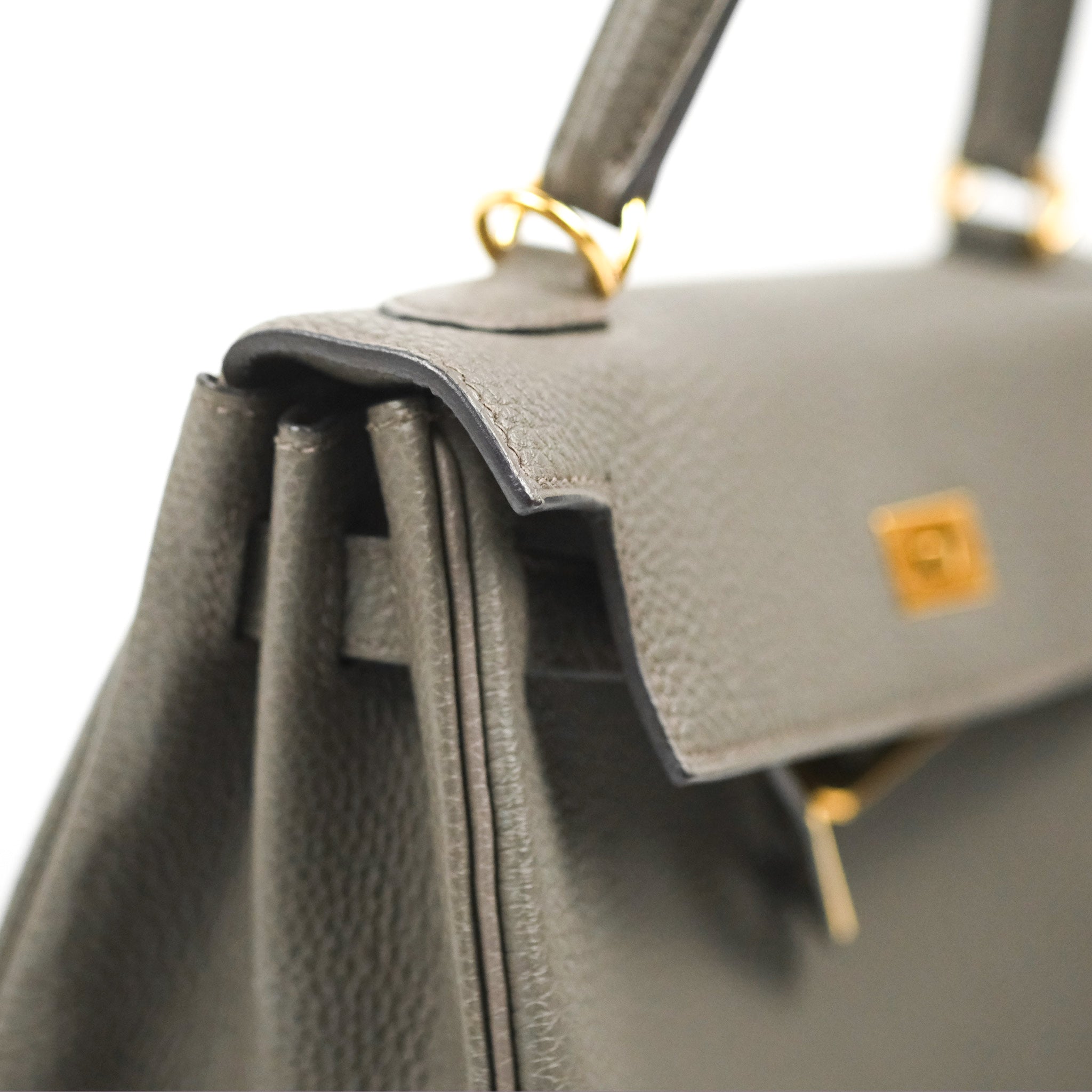 Hermes Kelly Retourne 25 Etain Togo Gold Hardware – Madison Avenue Couture