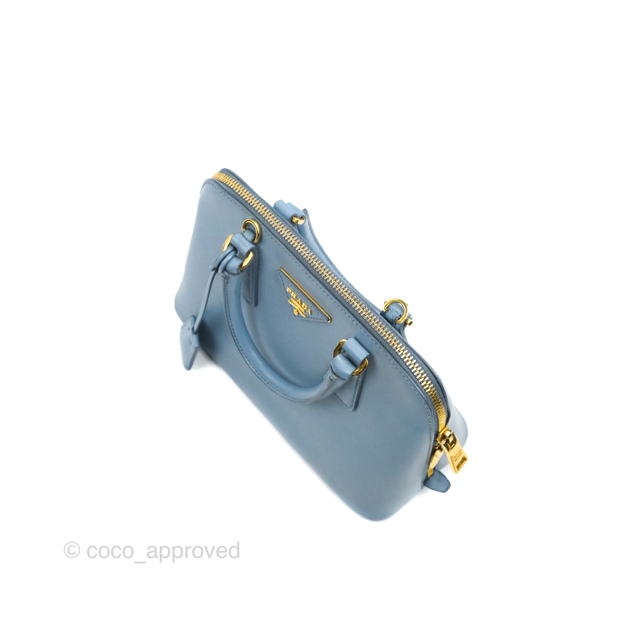 Prada Blue Saffiano Lux Leather Mini Promenade Crossbody Bag at