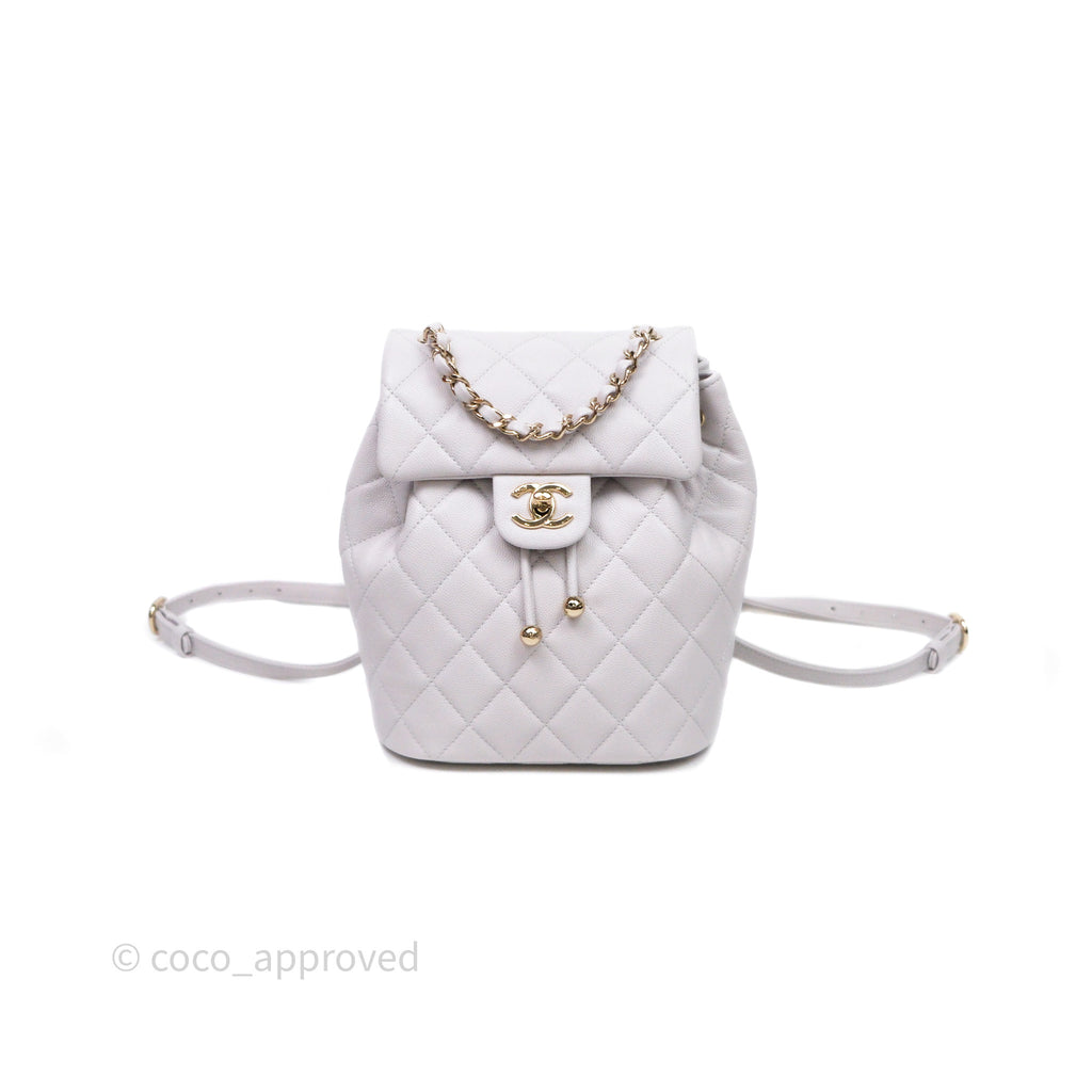 Chanel Mini Urban Spirit Backpack Pale Gray Caviar Gold Hardware