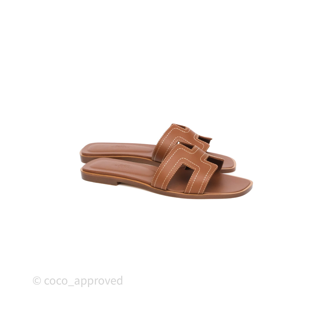 Hermès Oran Sandals in Gold Size 37.5
