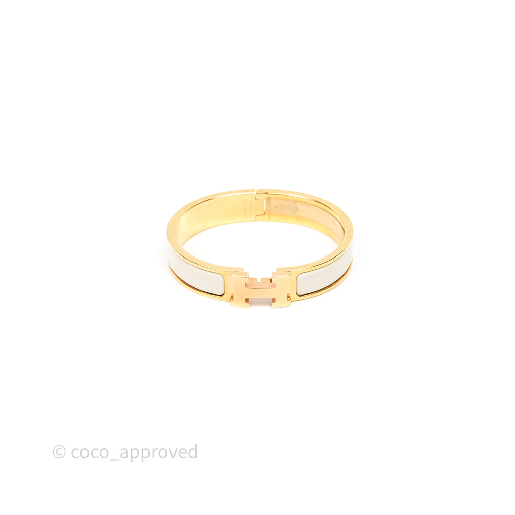 Hermès Clic H Bracelet White Rose Gold Hardware PM