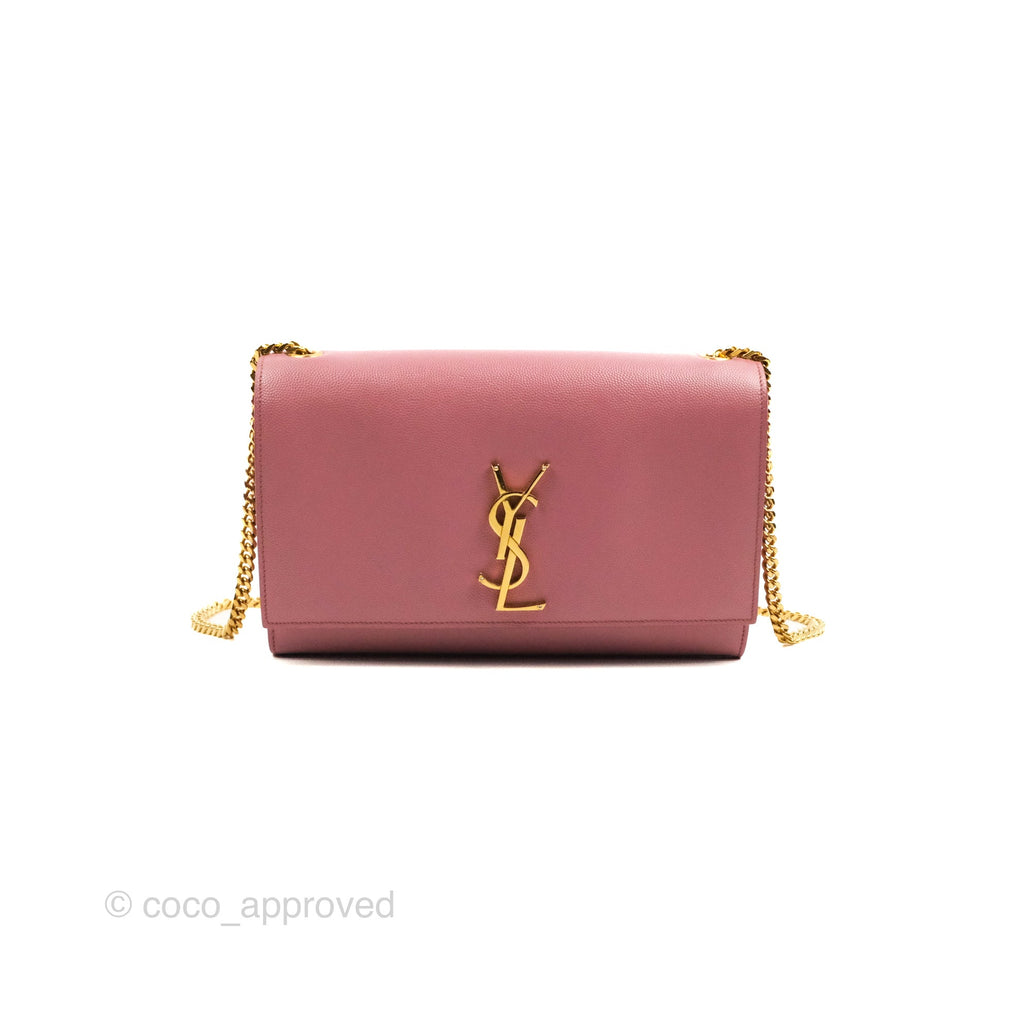 Saint Laurent Medium Classic Monogram Kate Pink Grained Calfskin