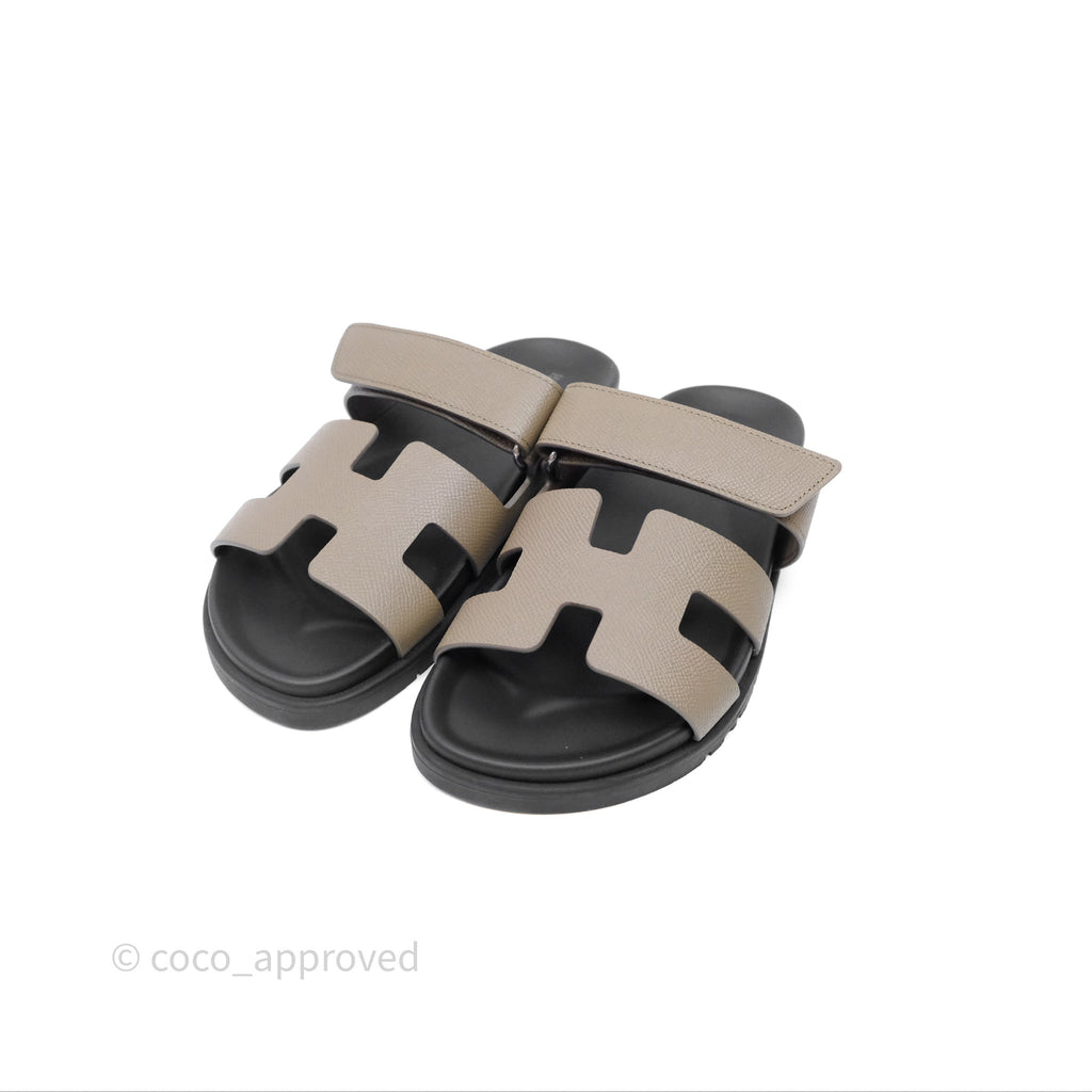 Hermès Chypre Sandal Calfskin Etoupe Size 37.5