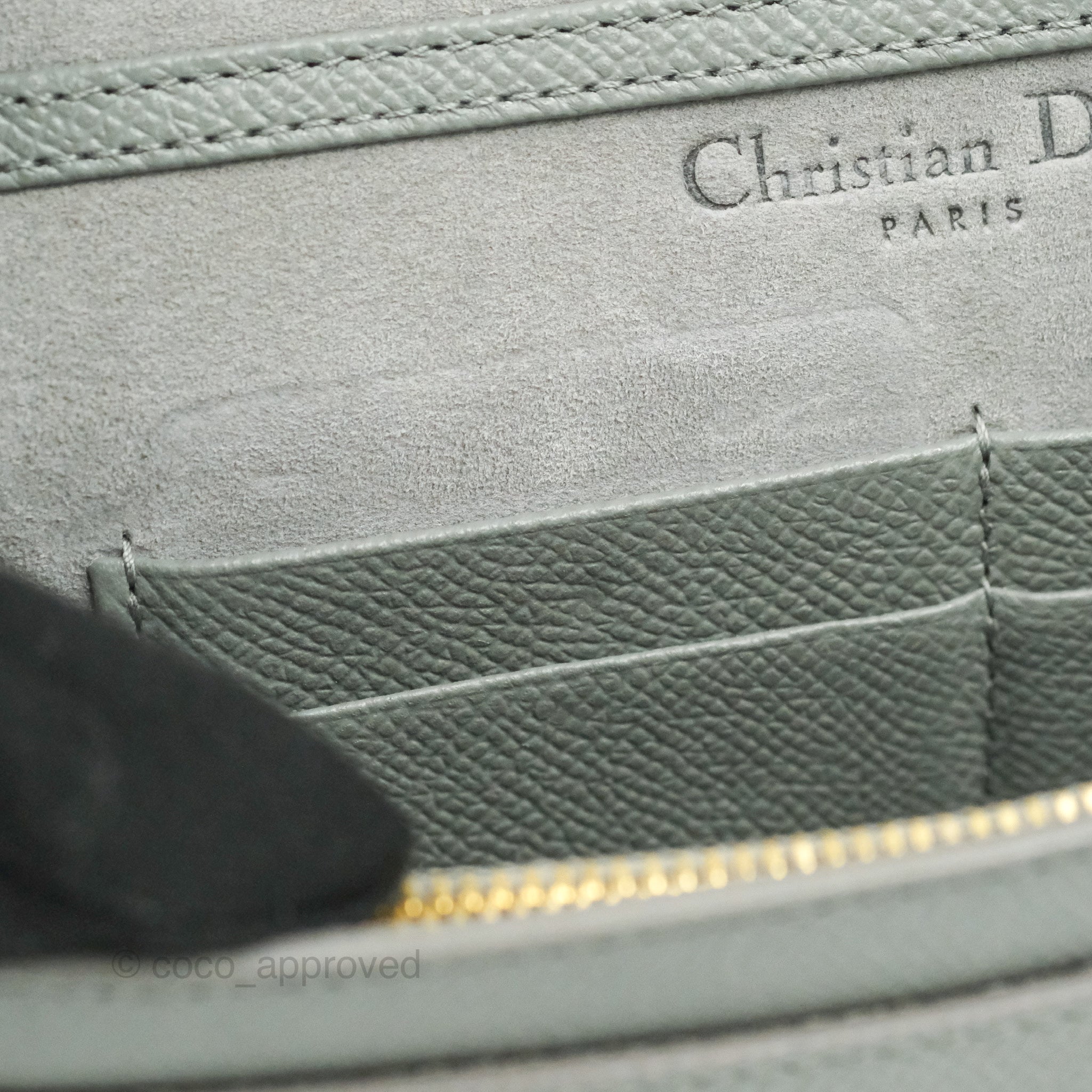 CHRISTIAN DIOR Grained Calfskin 30 Montaigne 2 in 1 Pouch Grey 1302609