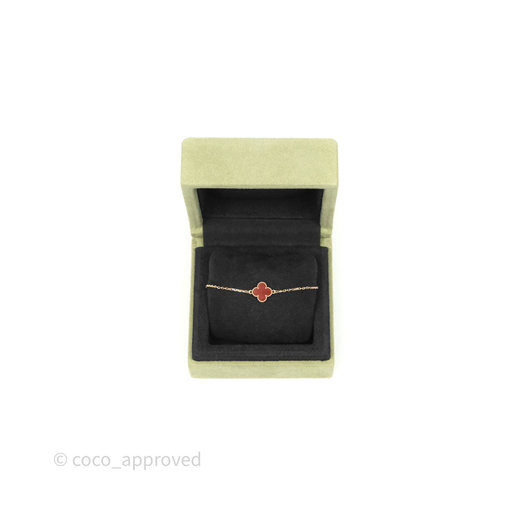 Van Cleef & Arpels Sweet Alhambra Bracelet Rose Gold Red Carnelian
