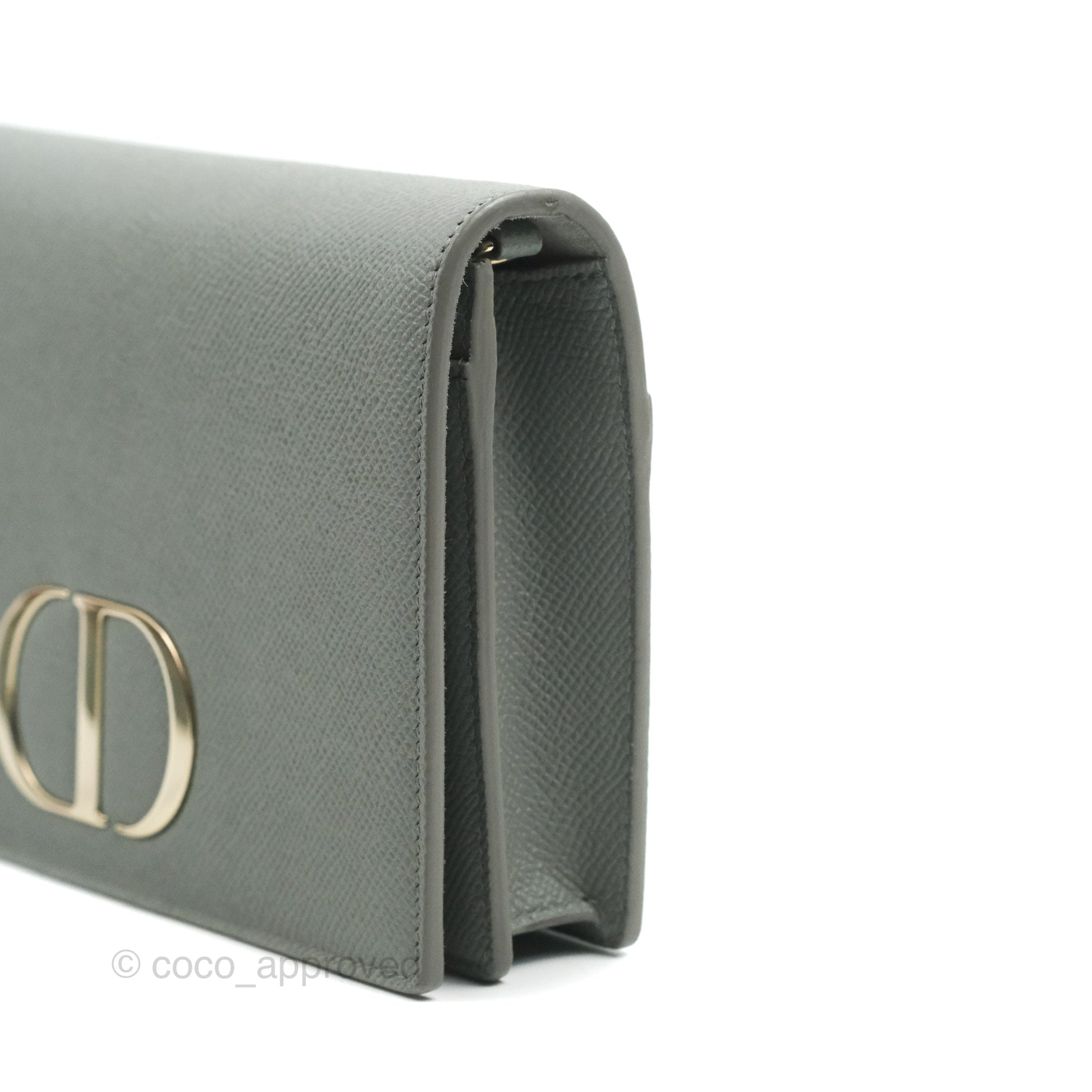 CHRISTIAN DIOR Grained Calfskin 30 Montaigne 2 in 1 Pouch Grey 1302609