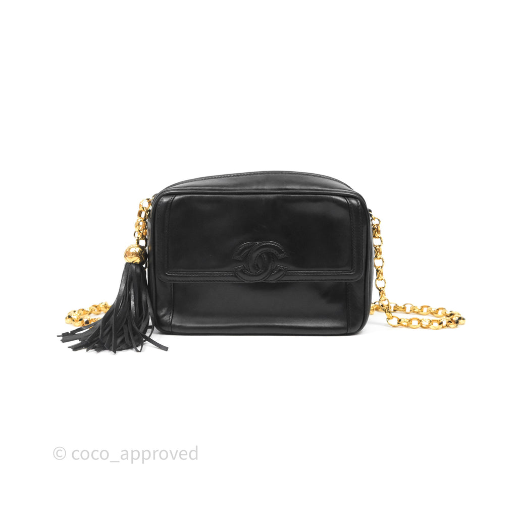 Chanel Vintage CC Camera Bag Black Lambskin 24K Gold Hardware