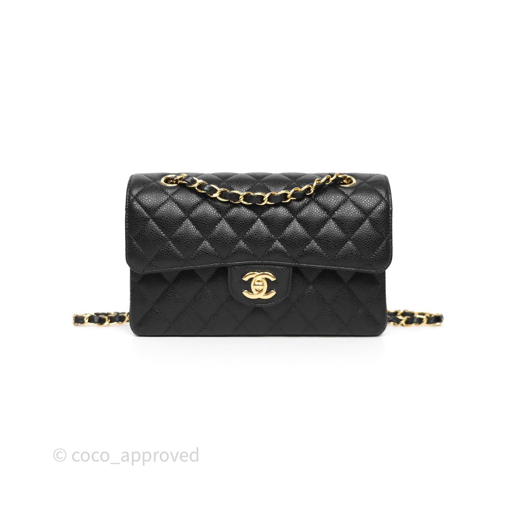Chanel Small Classic Flap Quilted Black Caviar Gold Hardware