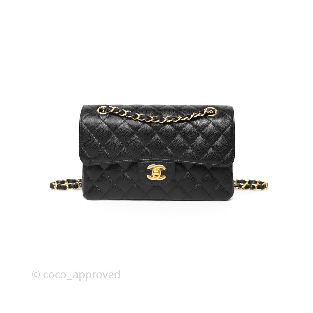 Chanel Small Classic Flap Quilted Black Caviar Gold Hardware