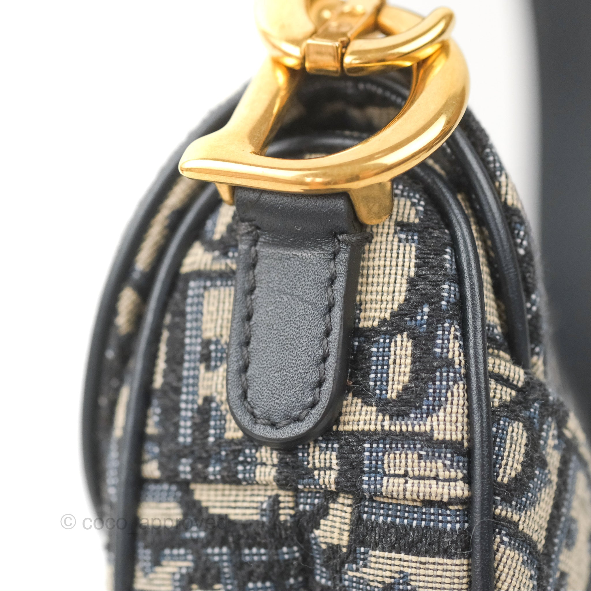 Christian Dior Mini Saddle Bag in Blue Dior Oblique Jacquard — UFO No More