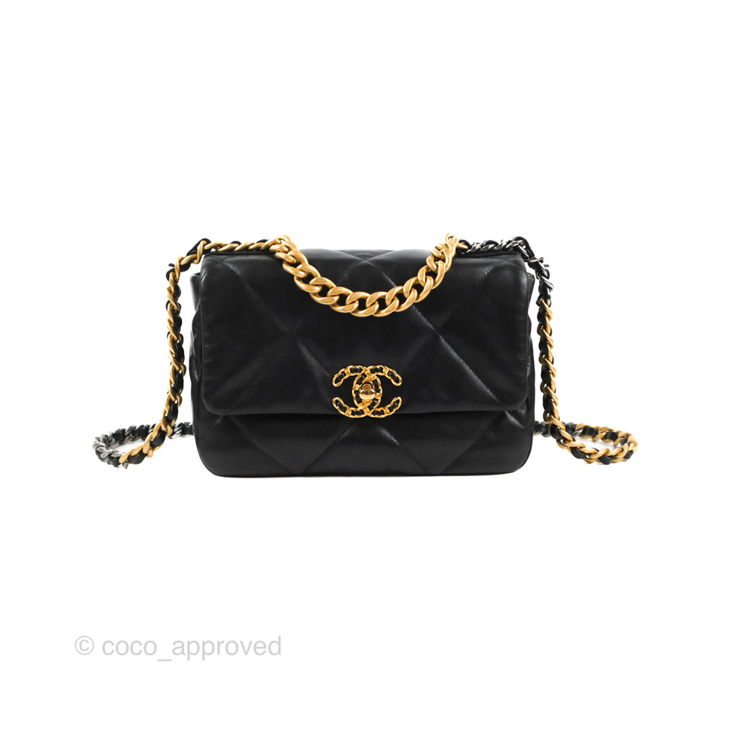 Chanel 19 Small Black Goatskin Mixed Hardware