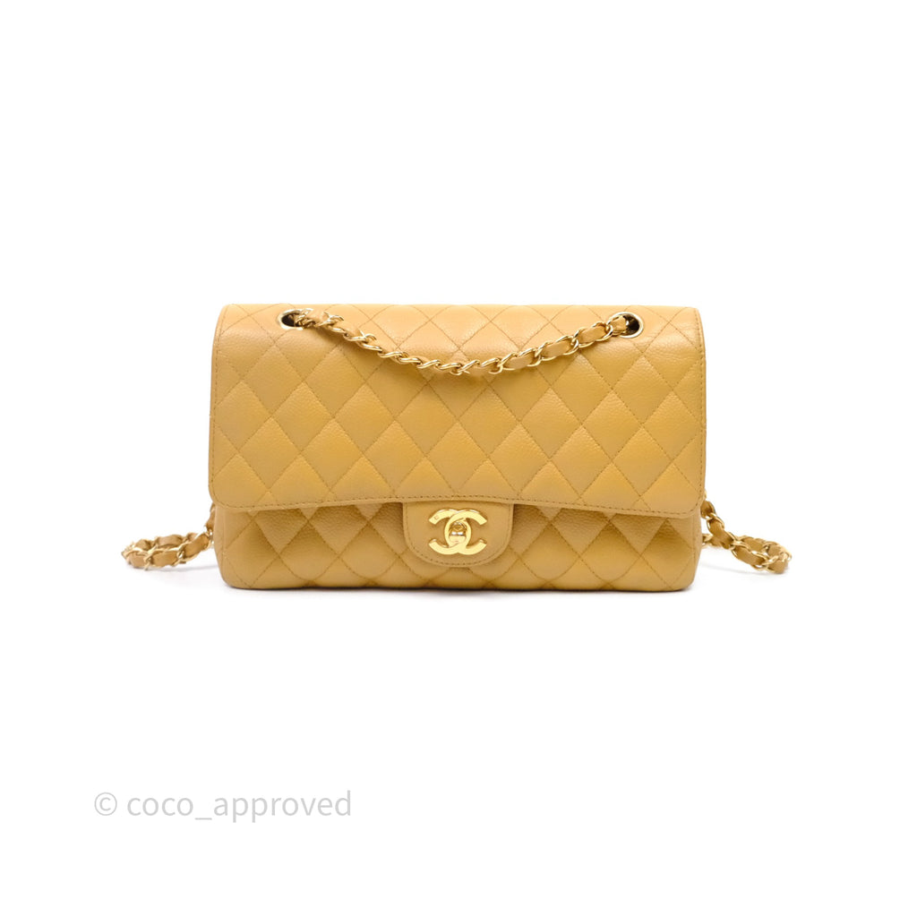 Chanel Medium Quilted Flap Vintage Dark Beige Caviar 24K Gold Hardware