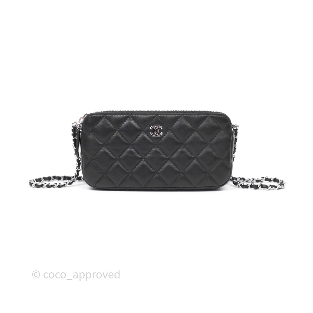 Chanel Clutch with Chain Black Lambskin Silver Hardware