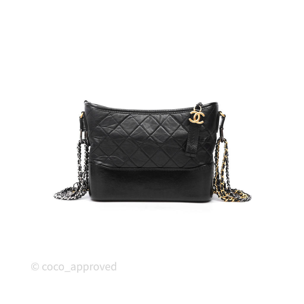 Chanel New Medium Gabrielle Hobo Quilted Black Aged Calfskin