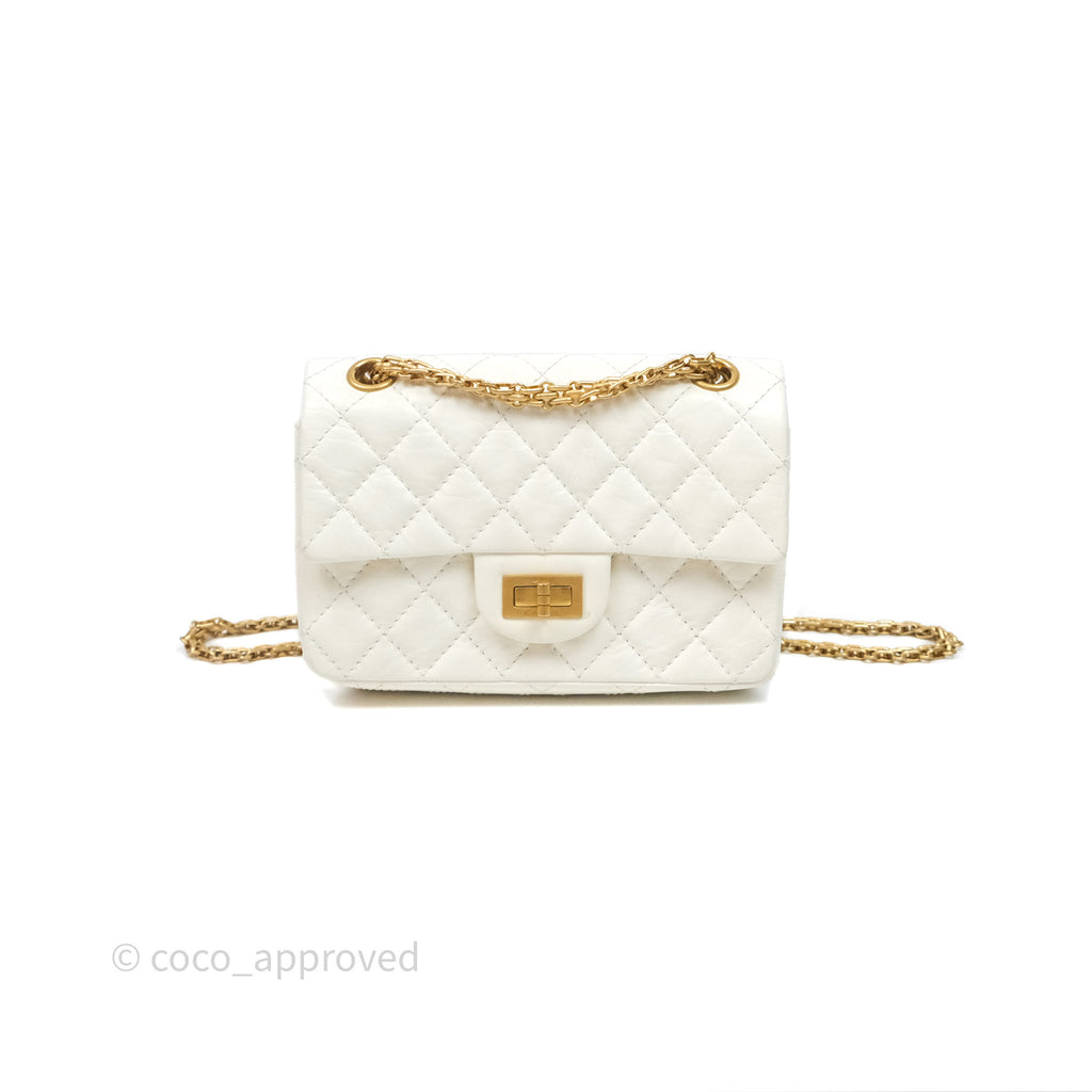 Chanel Mini Reissue 224 Ivory White Aged Calfskin Aged Gold Hardware