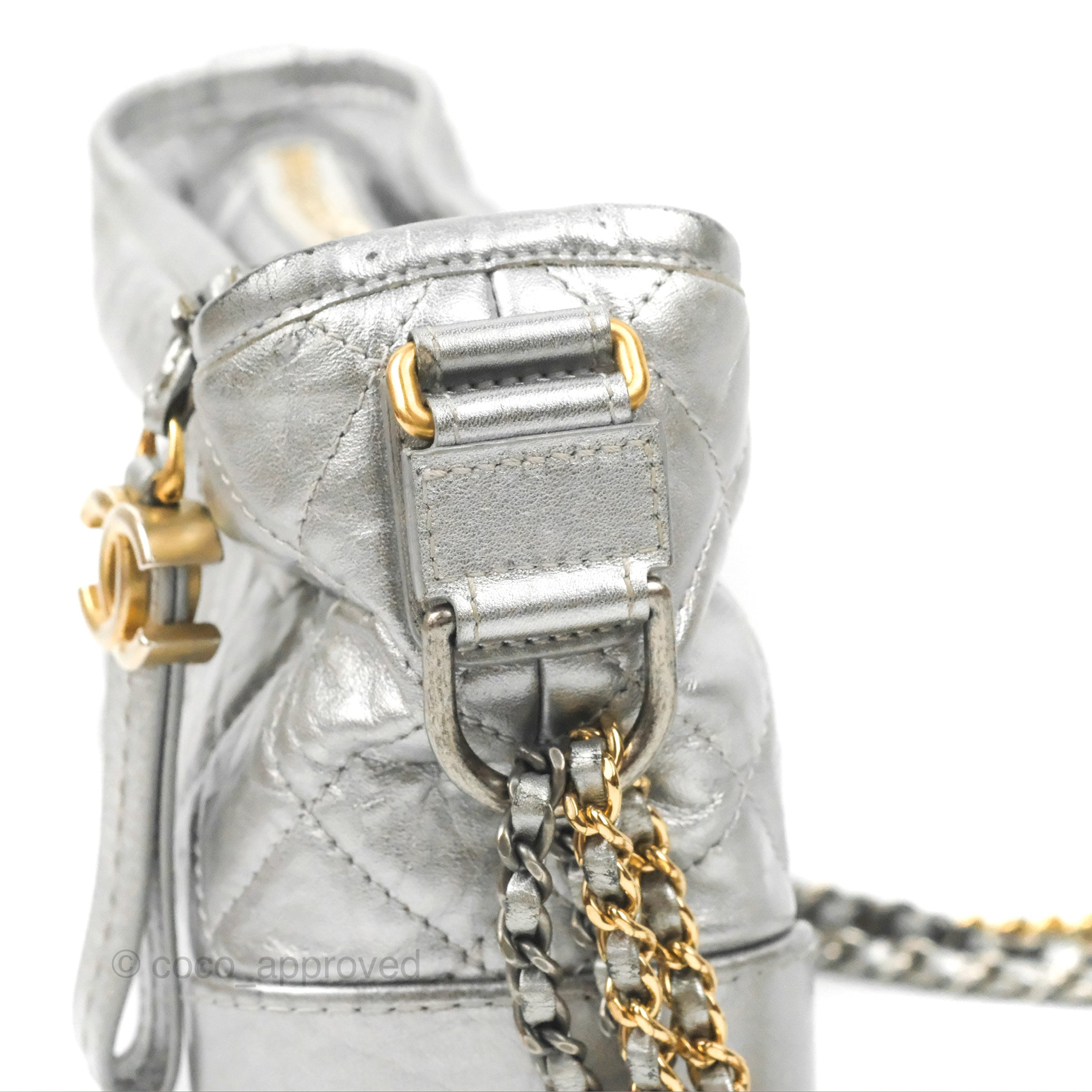 Chanel Quilted Small Gabrielle Hobo Metallic Silver Aged Calfskin Mixe – Coco  Approved Studio