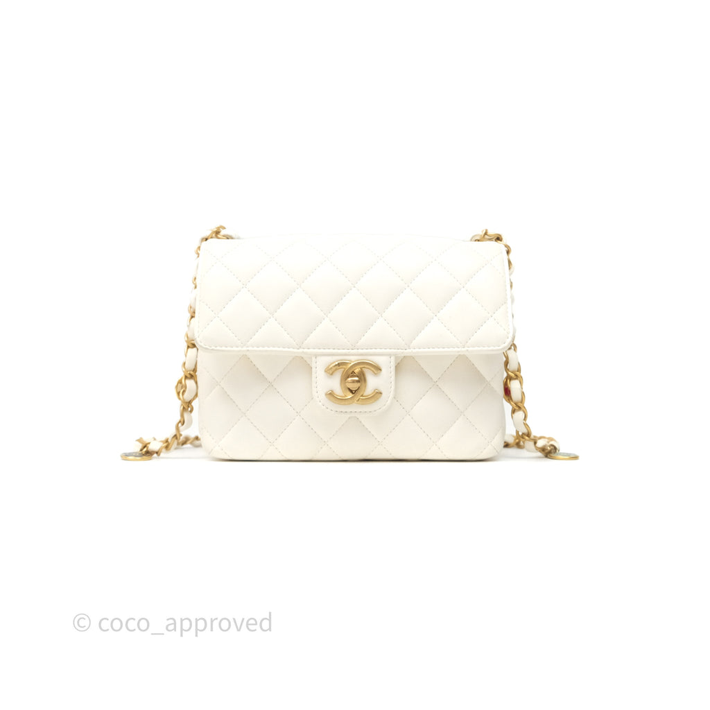 Chanel Casino Chips Chain White Lambskin Flap Bag