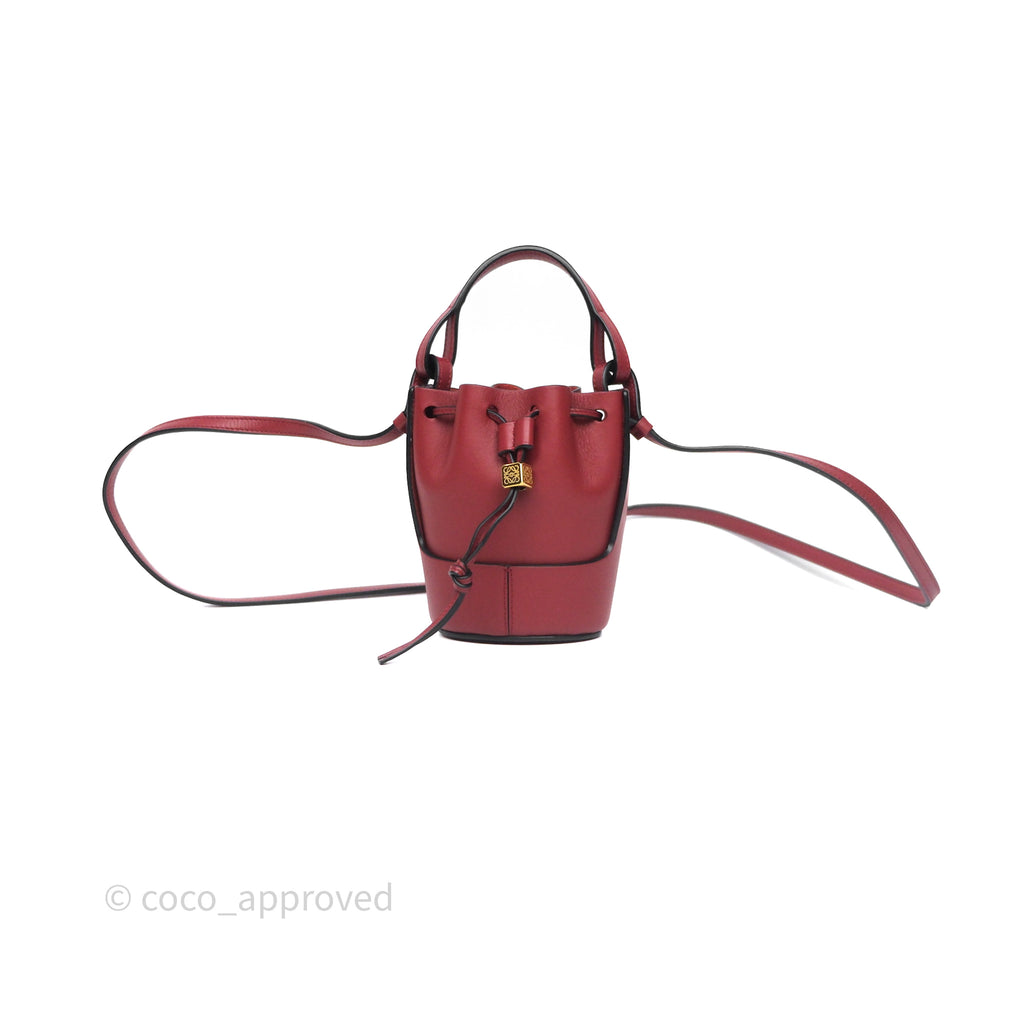 Loewe Nano Balloon Bucket Bag Deep Red Calfskin