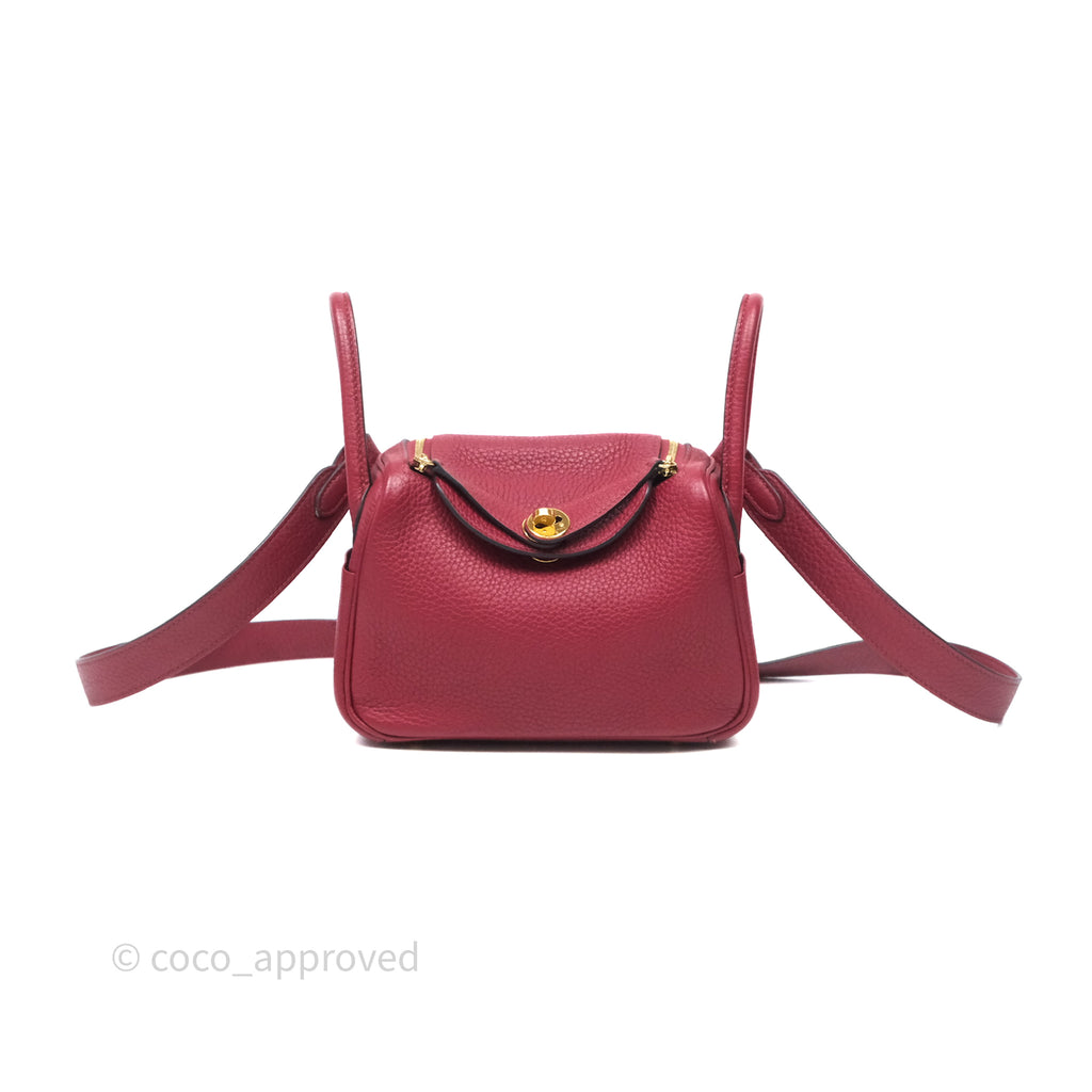 Hermès Mini Lindy 20 Rouge Grenat K1 Clemence Gold Hardware