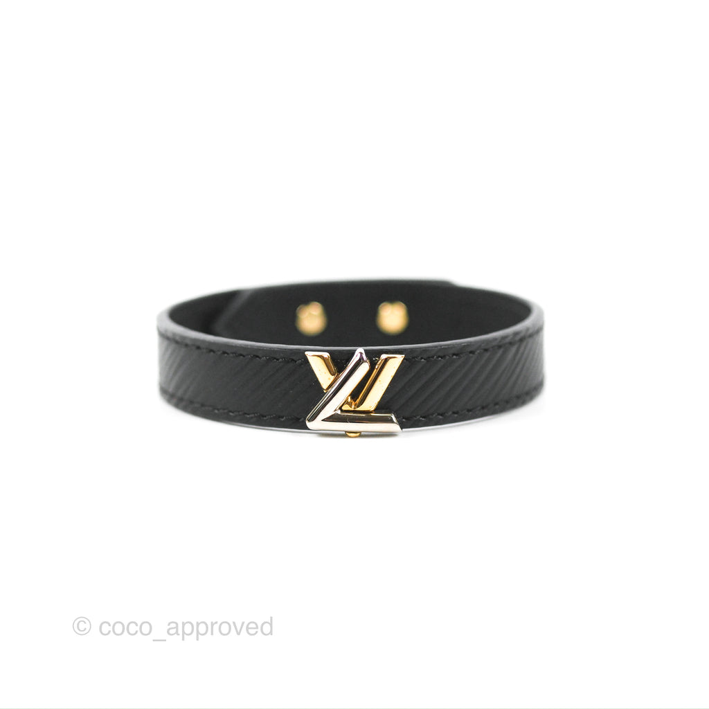 lv black leather bracelet