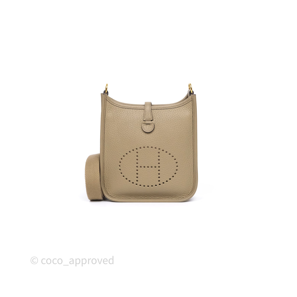 Hermès Mini Evelyne 16 Beige Marfa 8Q Clemence Gold Hardware