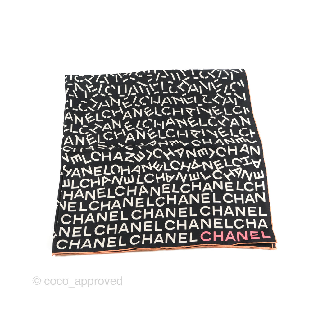 Chanel CC Silk Square Scarf 90 Black/White