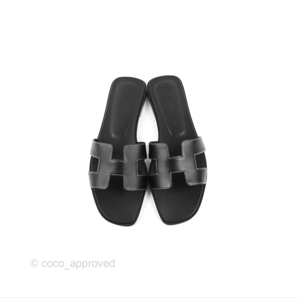 Hermès Oran Sandals in Black Size 38.5