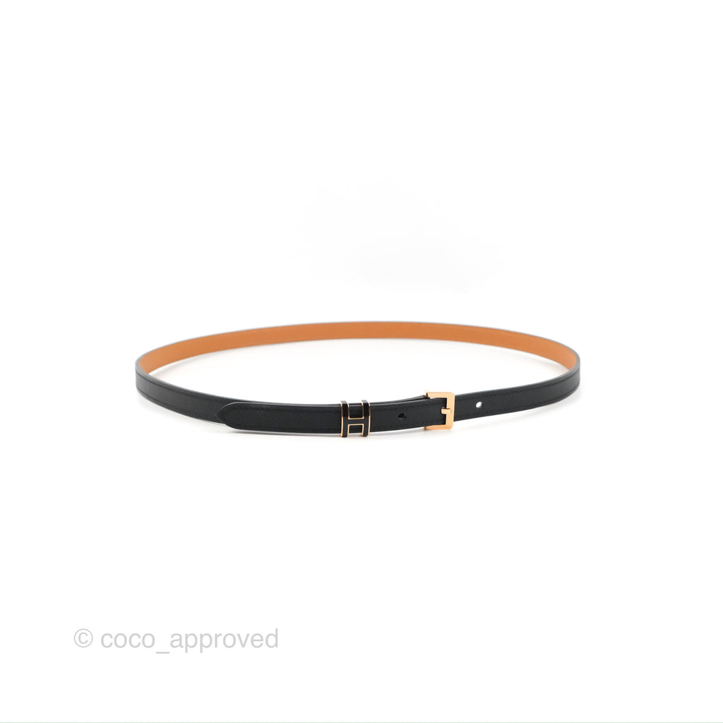 Hermes Pop H 15 Belt Epsom Black Rose Gold Hardware Size 90