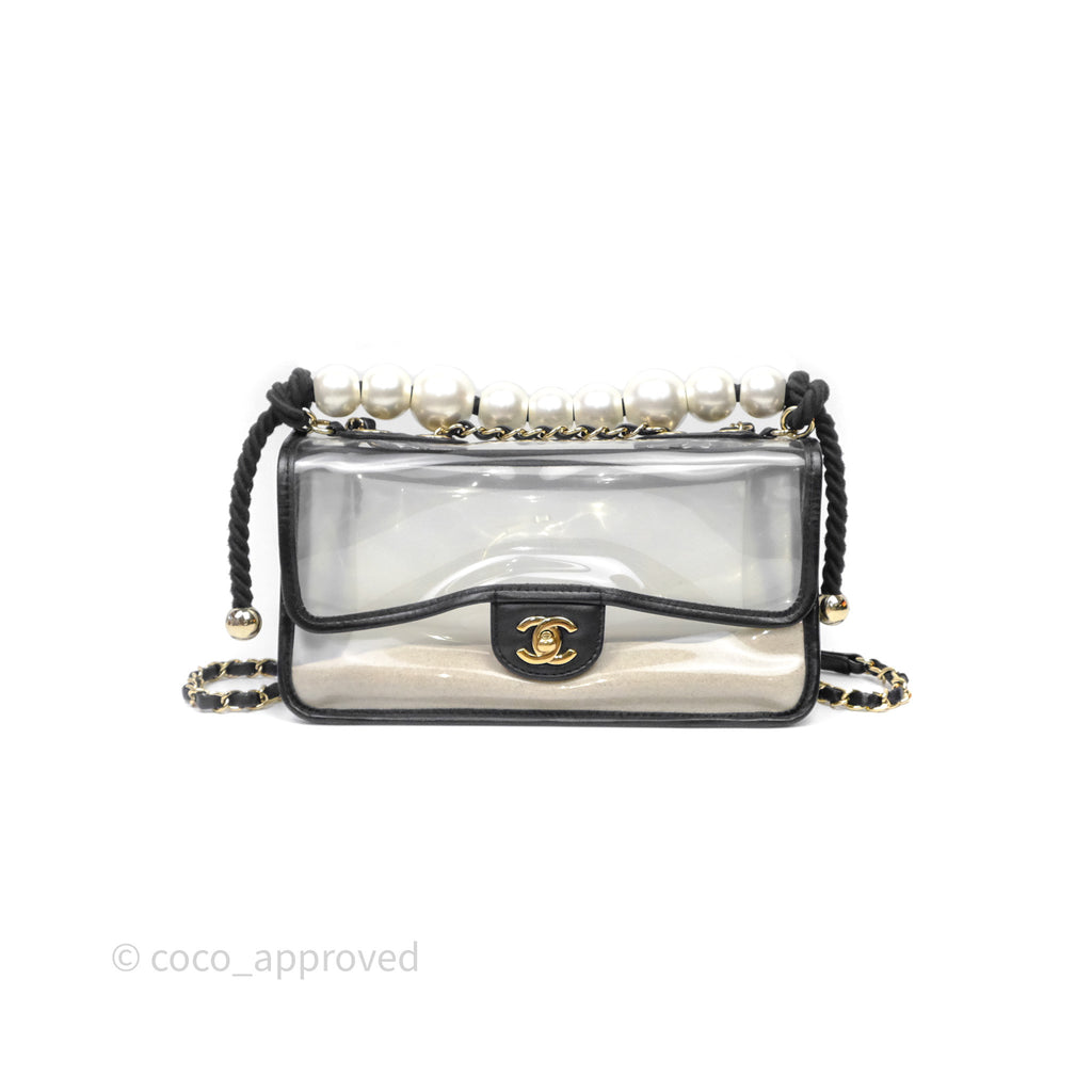 Chanel Medium Sand By The Sea PVC Flap Black Lambskin Gold Hardware