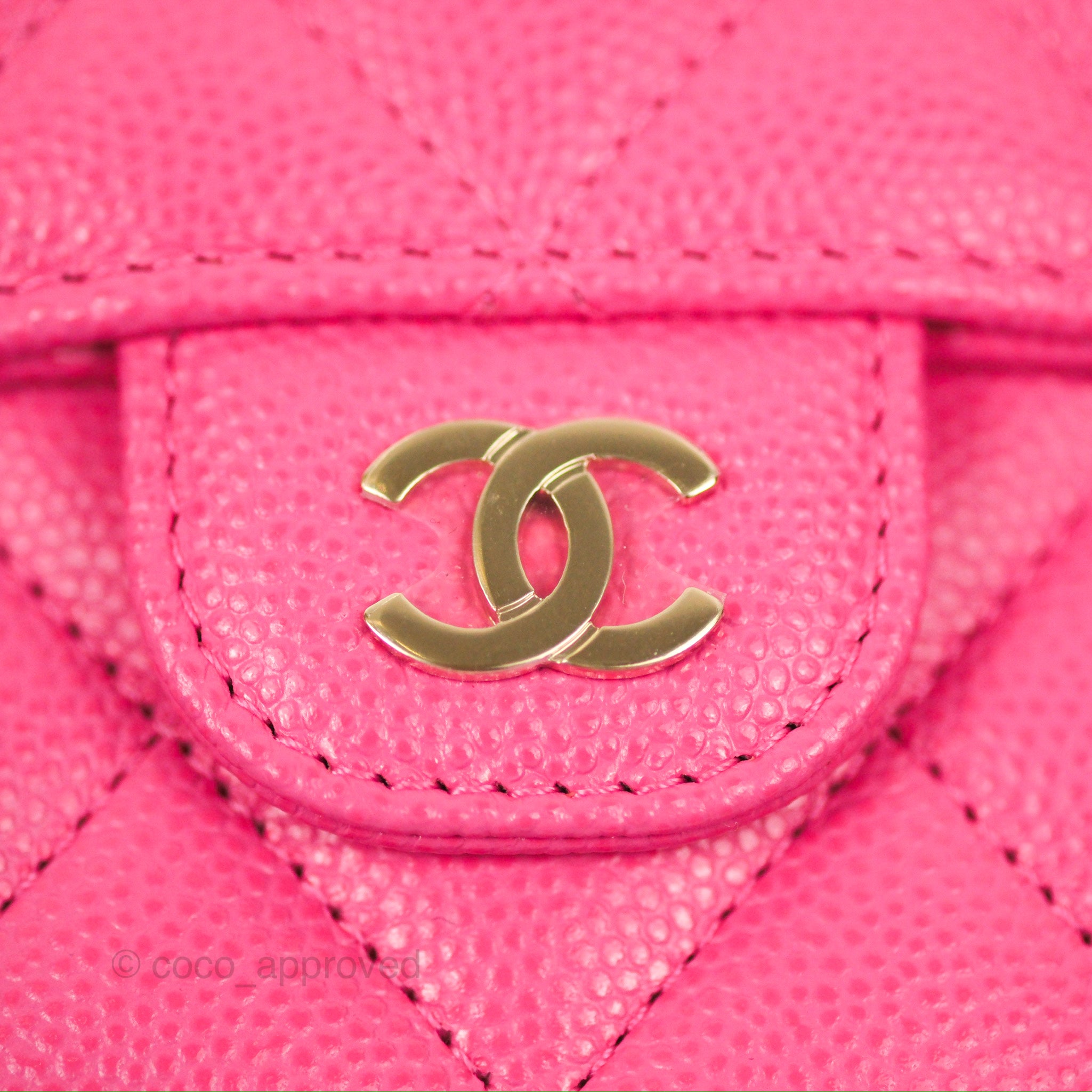 Chanel Pink Caviar Quilted CC Wallet On Chain Gold Hardware, 2022