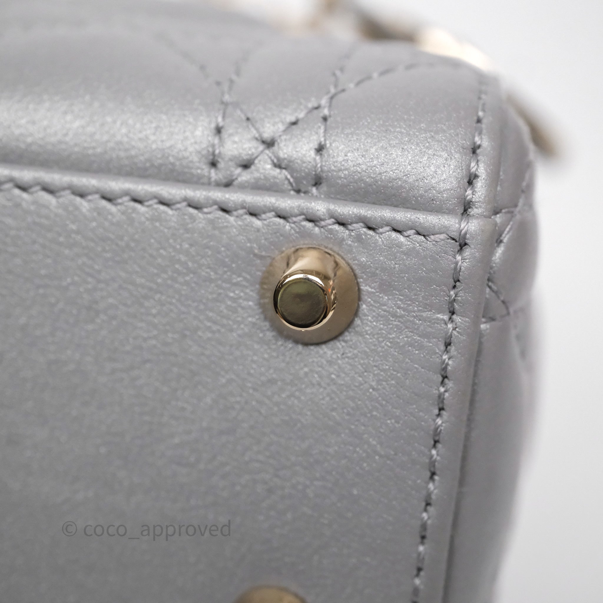 Christian Dior Mini Lady Dior Iridescent Grey Lambskin Cannage