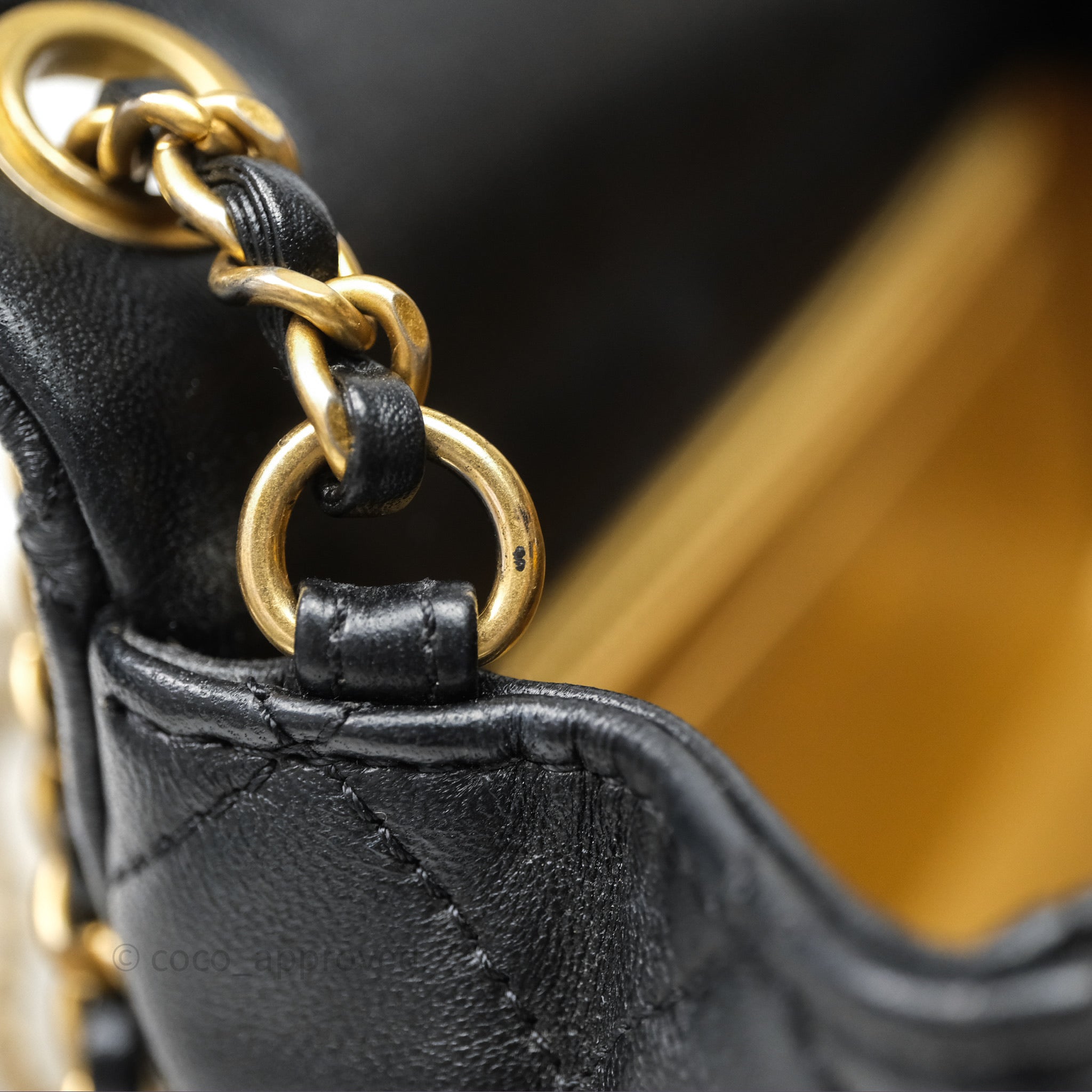 Chanel Mini Rectangular Pearl Crush Quilted Black Lambskin Aged