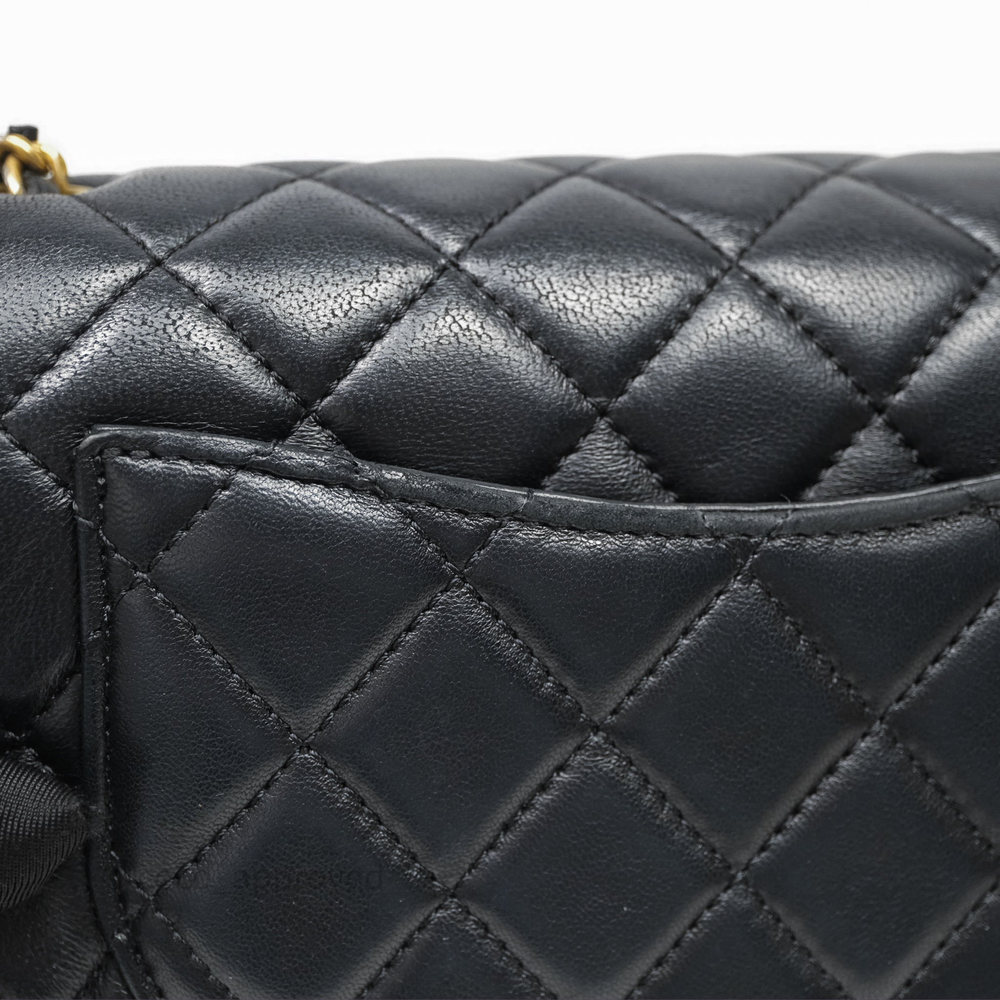 Chanel Mini Rectangular Pearl Crush Quilted Black Lambskin Aged