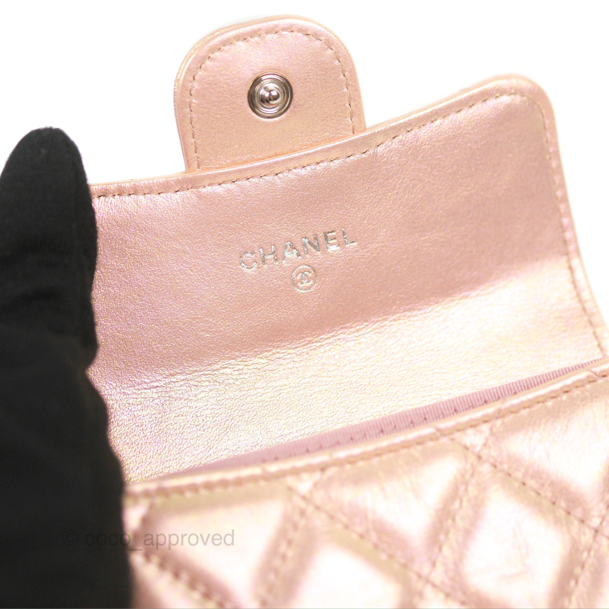 Chanel Classic Flap Coin Purse Iridescent Pink Lambskin Silver Hardwar –  Coco Approved Studio