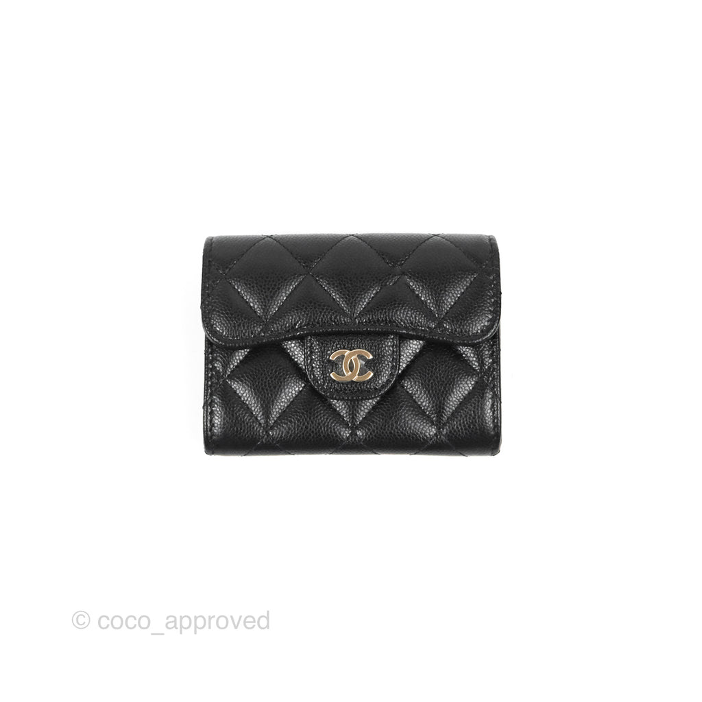 Chanel Classic Flap Coin Purse Black Caviar Gold Hardware