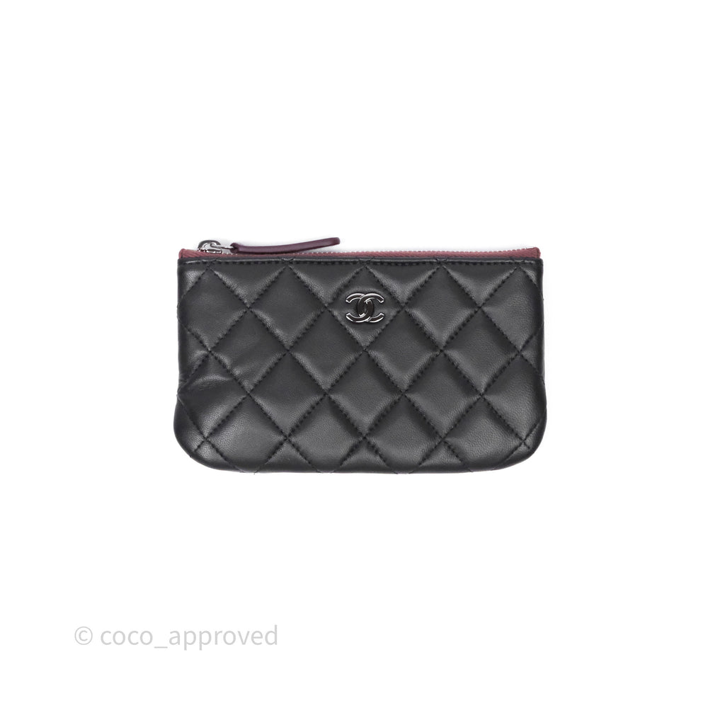 Chanel Quilted Mini O Case Black Lambskin Silver Hardware