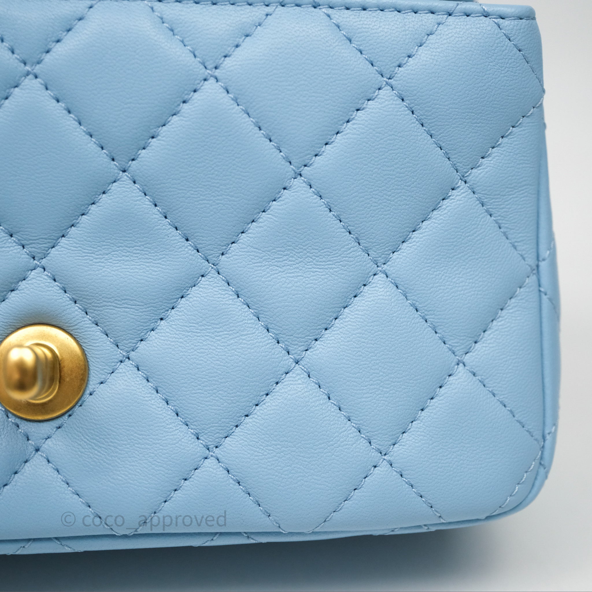 Chanel Mini Rectangular Pearl Crush Quilted Blue Lambskin Aged