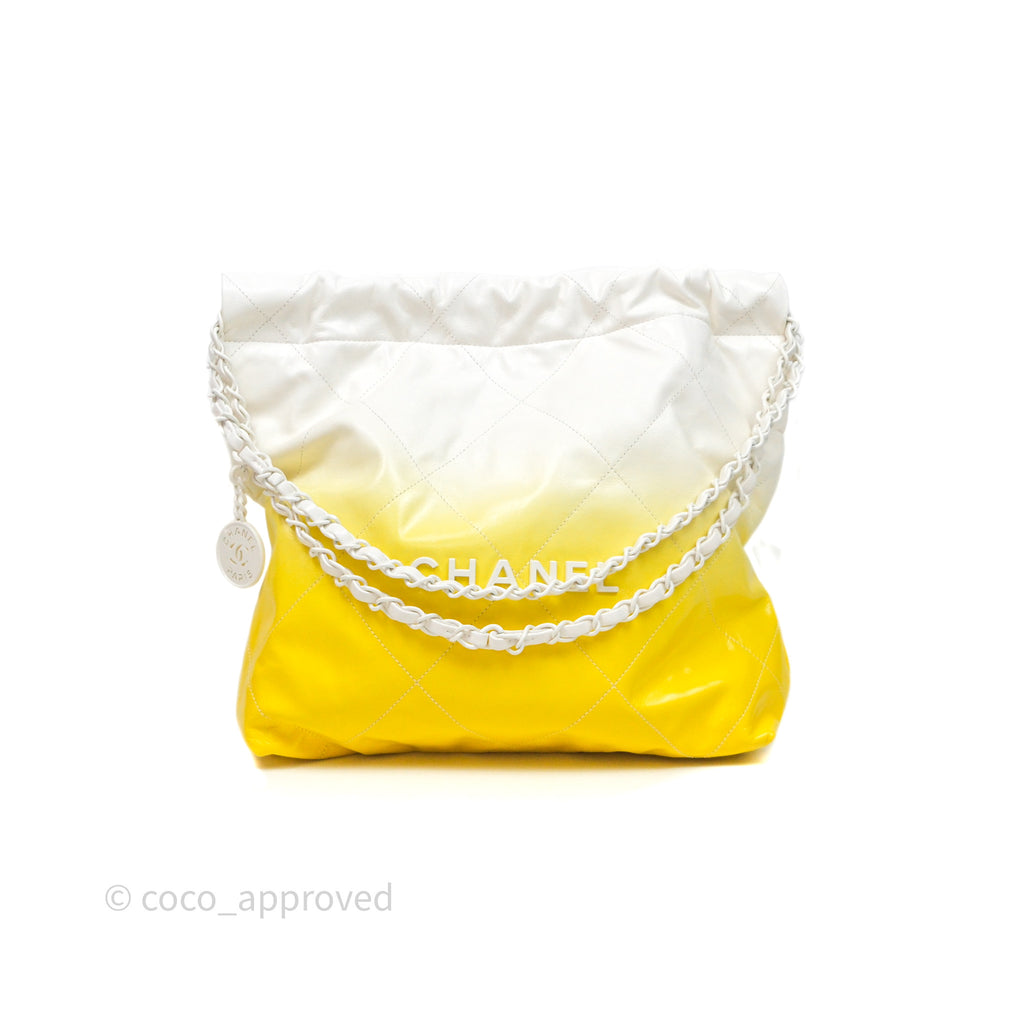 Chanel 22 Small Patent Gradient Calfskin White Yellow