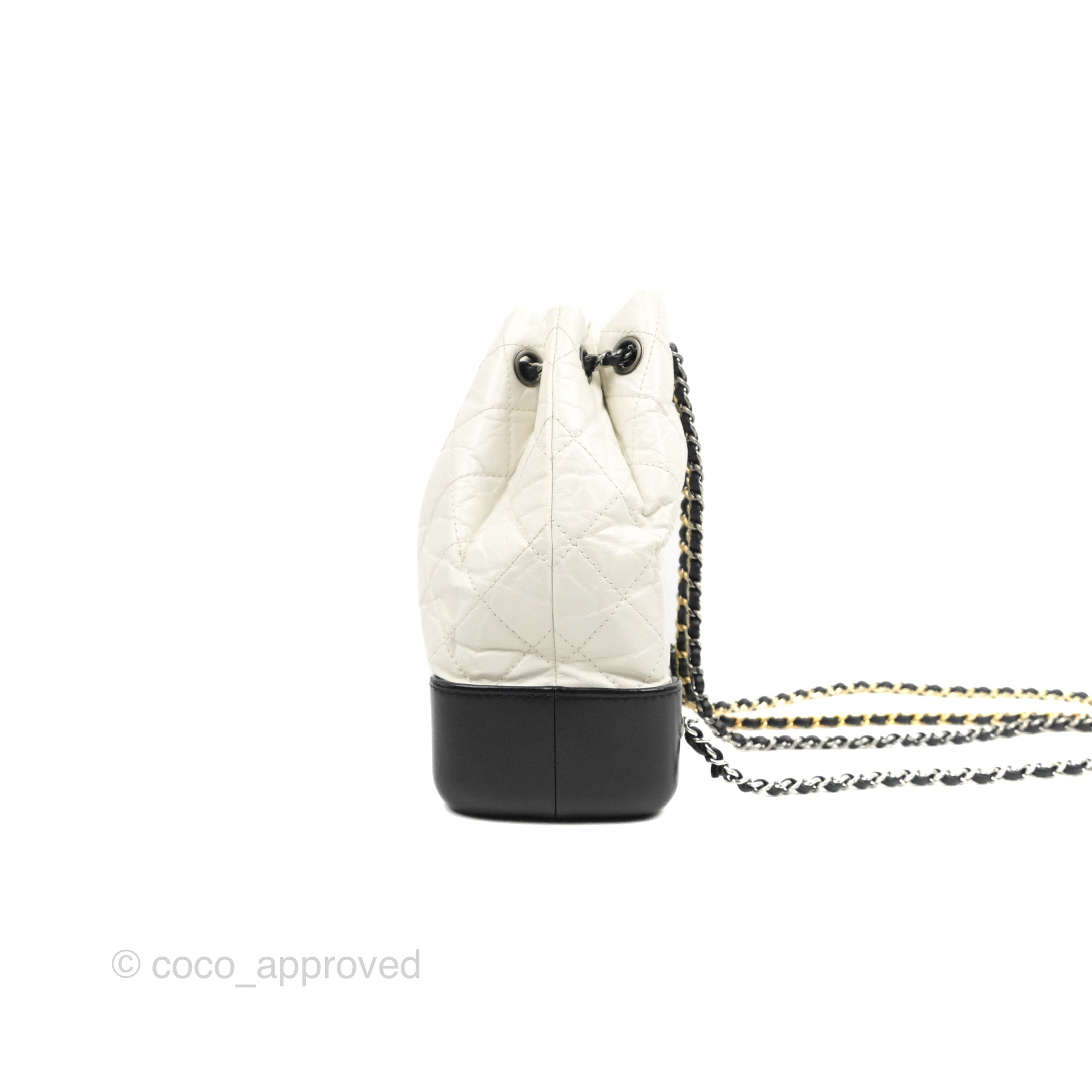Chanel White/Black Aged Quilted Leather Small Gabrielle Backpack