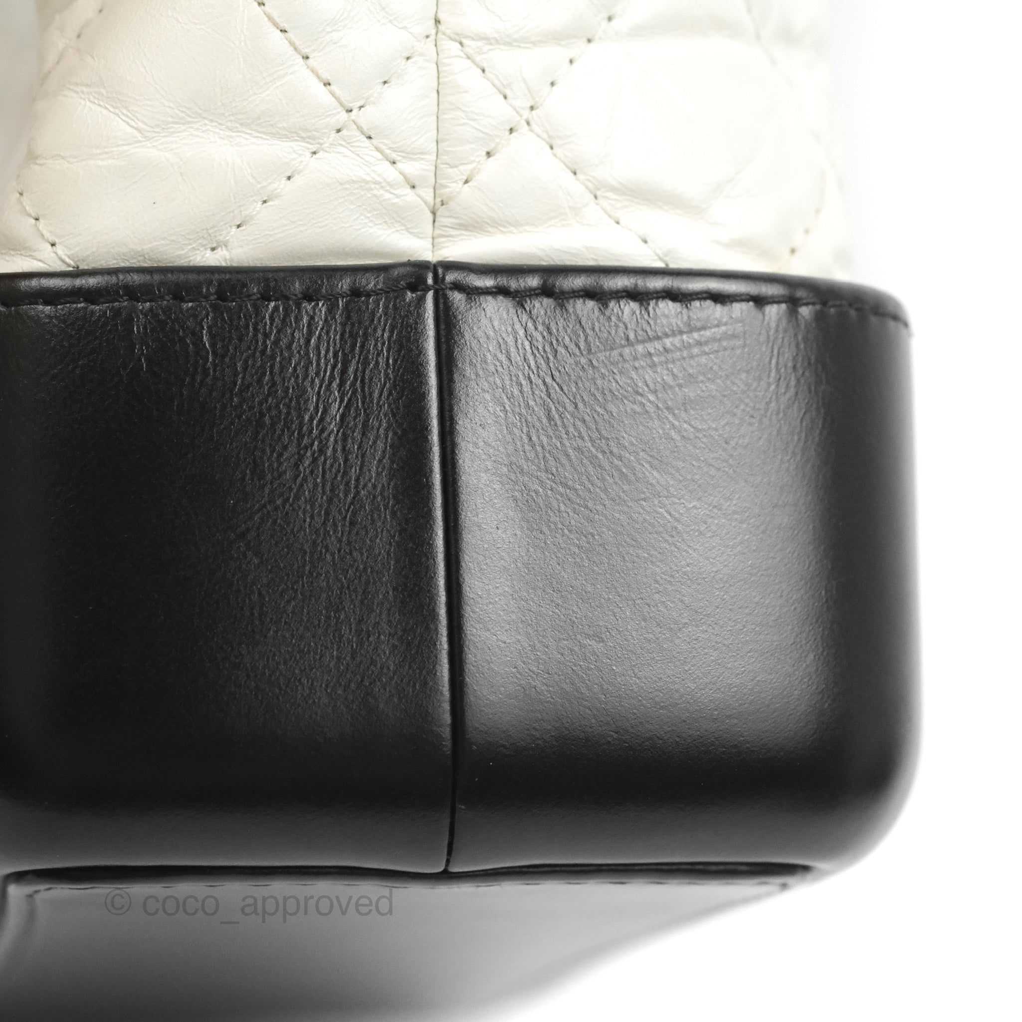 CHANEL Aged Calfskin Quilted Small Gabrielle Backpack Black White 1301663